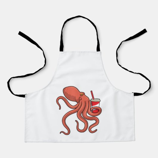 Oktopus mit Getränk Schürze (Vorderseite)