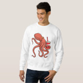 Oktopus mit Getränk Sweatshirt (Vorne ganz)