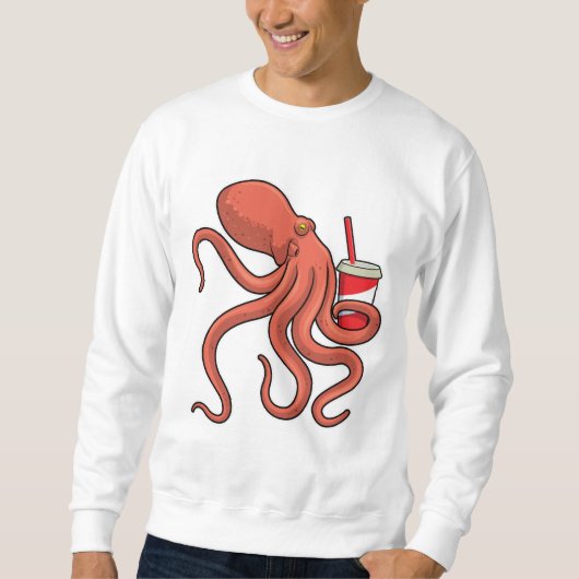 Oktopus mit Getränk Sweatshirt (Vorderseite)