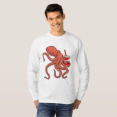 Oktopus mit Getränk T-Shirt (Vorne ganz)