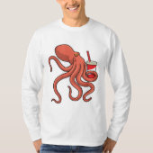 Oktopus mit Getränk T-Shirt (Vorderseite)