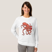 Oktopus mit Getränk T-Shirt (Vorne ganz)