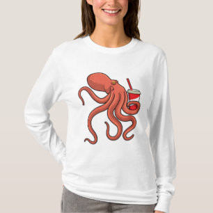 Oktopus mit Getränk T-Shirt