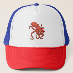 Oktopus mit Getränk Truckerkappe