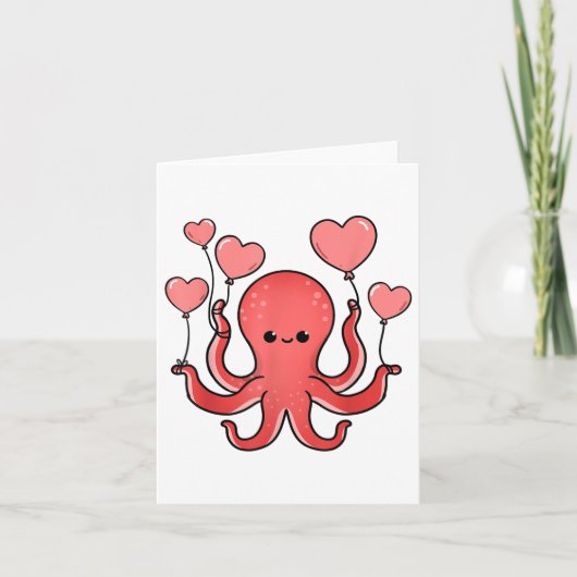 Oktopus mit Herzlöchern Valentinstag Octopus Karte (Vorderseite)