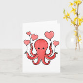 Oktopus mit Herzlöchern Valentinstag Octopus Karte (Gelbe Blume)
