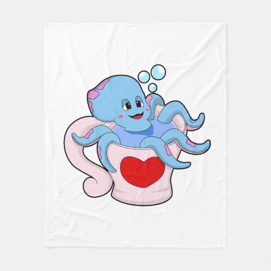Oktopus mit Herzschlag.PNG Fleecedecke (Vorderseite)