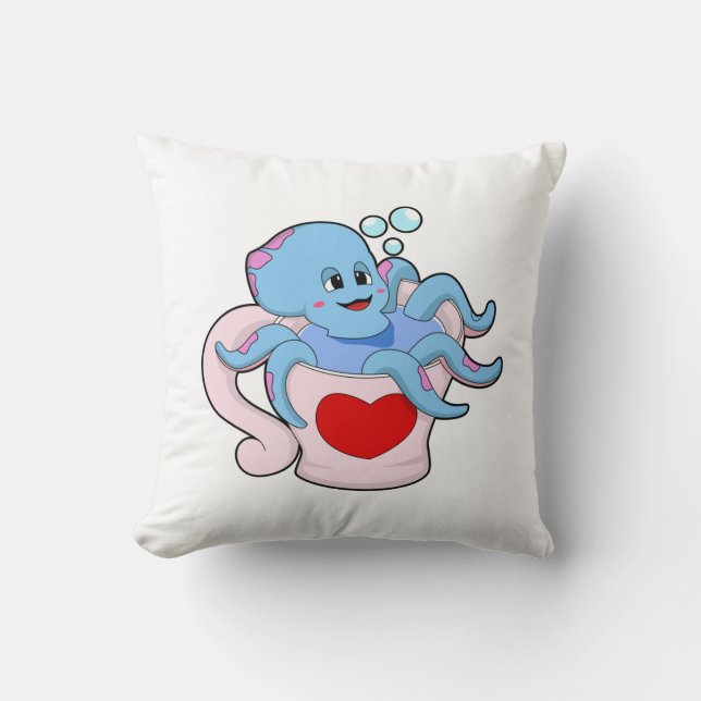Oktopus mit Herzschlag.PNG Kissen (Vorderseite)