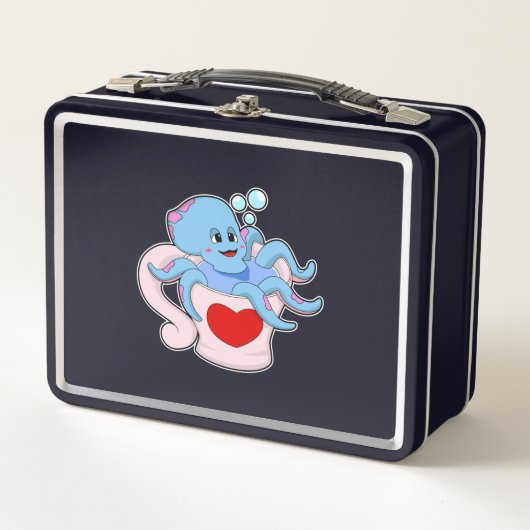 Oktopus mit Herzschlag.PNG Metall Brotdose (Vorderseite)