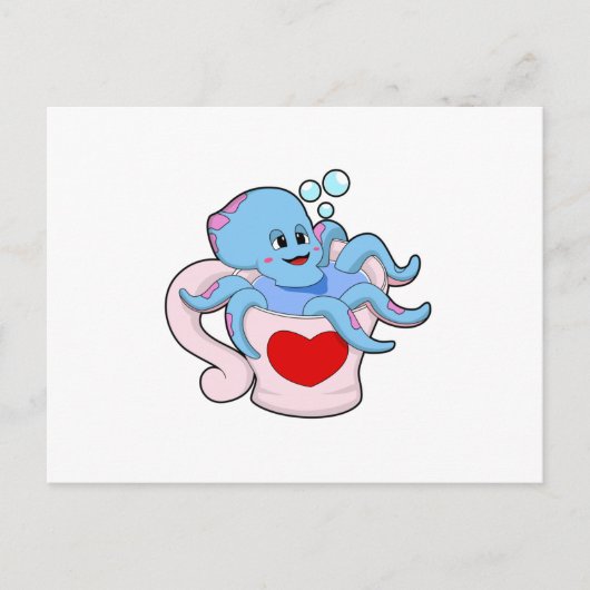 Oktopus mit Herzschlag.PNG Postkarte (Vorderseite)