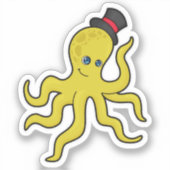 Oktopus mit Hut Aufkleber (Vorderseite)