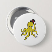 Oktopus mit Hut Button (Vorne & Hinten)
