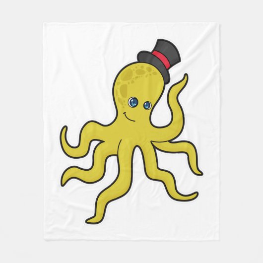 Oktopus mit Hut Fleecedecke (Vorderseite)