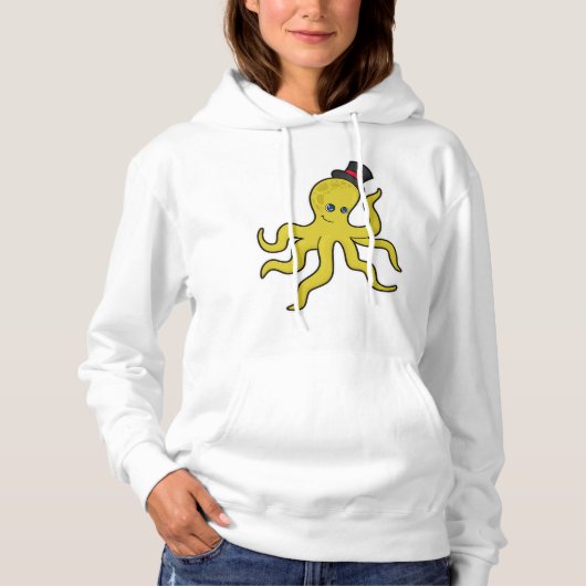 Oktopus mit Hut Hoodie (Vorderseite)
