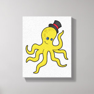 Oktopus mit Hut Leinwanddruck