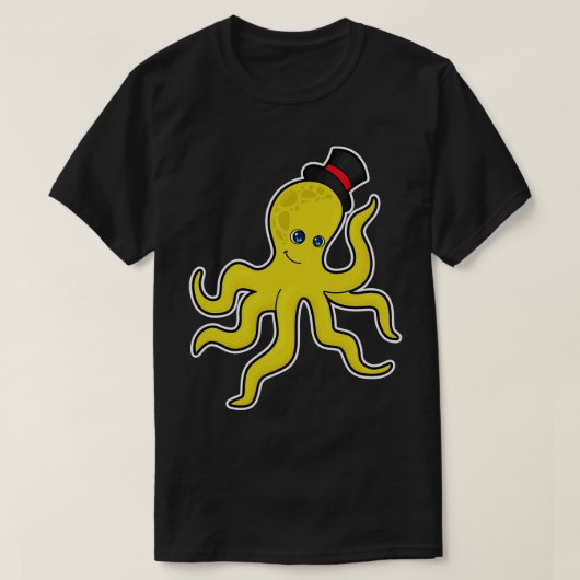 Oktopus mit Hut T-Shirt (Design vorne)