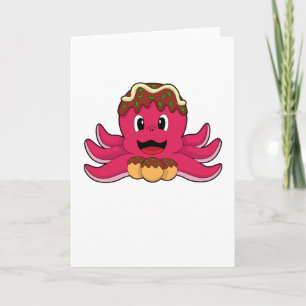 Oktopus mit Kuchen Karte