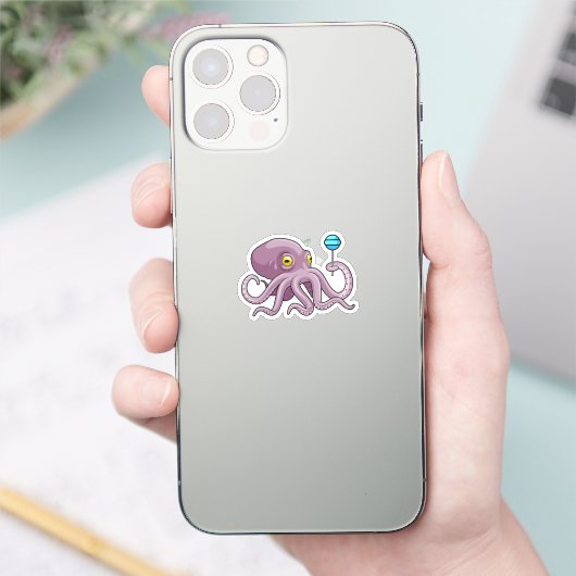 Oktopus mit Lollipop Aufkleber (Telefon)