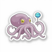 Oktopus mit Lollipop Aufkleber (Vorderseite)