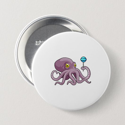 Oktopus mit Lollipop Button (Vorne & Hinten)