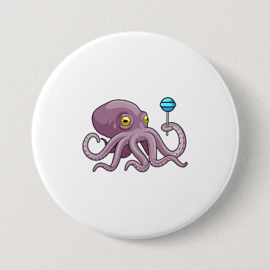Oktopus mit Lollipop Button (Vorderseite)