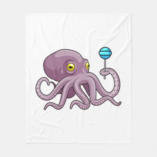 Oktopus mit Lollipop Fleecedecke (Vorderseite)