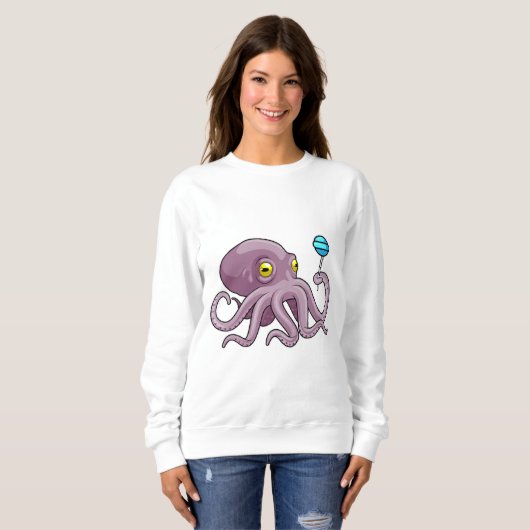 Oktopus mit Lollipop Sweatshirt (Vorne ganz)