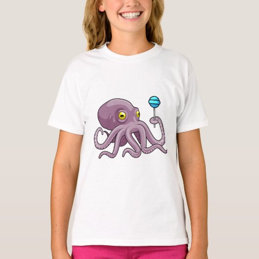 Oktopus mit Lollipop T-Shirt (Vorderseite)