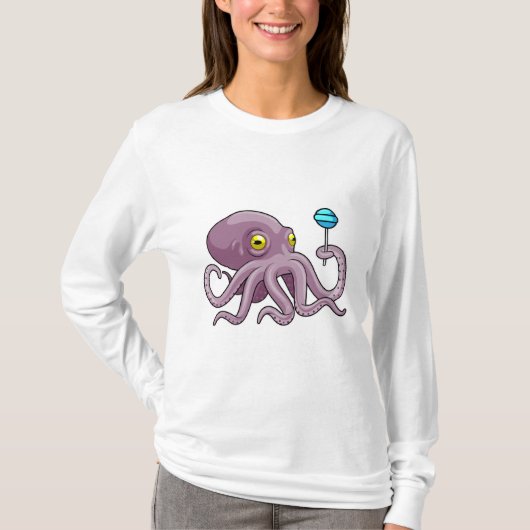 Oktopus mit Lollipop T-Shirt (Vorderseite)