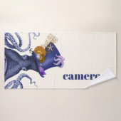 Oktopus mit Nautikhut Badehandtuch (Badehandtuch)