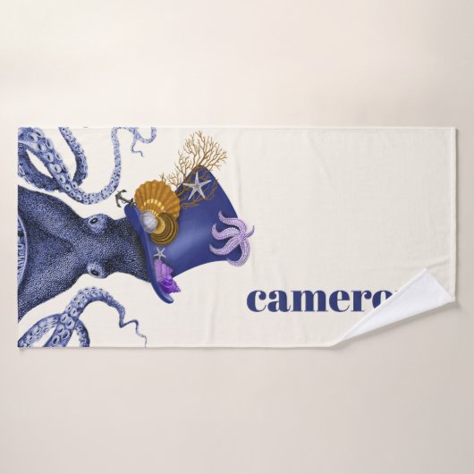 Oktopus mit Nautikhut Badehandtuch (Badehandtuch)