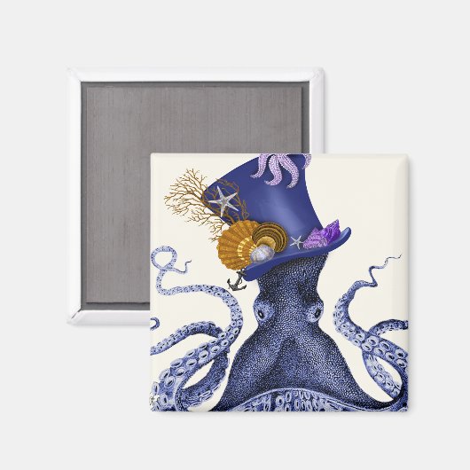 Oktopus mit Nautikhut Magnet (Vorderseite/Rückseite)