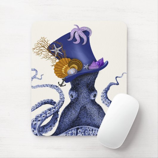 Oktopus mit Nautikhut Mousepad (Mit Mouse)