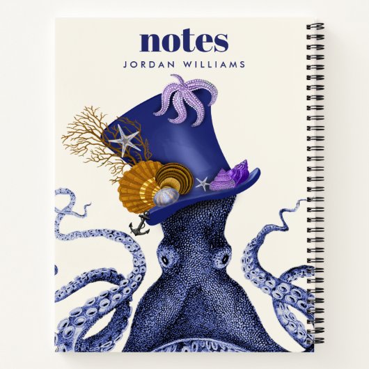 Oktopus mit Nautikhut Notizblock (Rückseite)