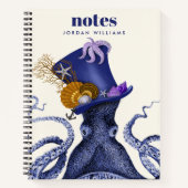 Oktopus mit Nautikhut Notizblock (Vorderseite)