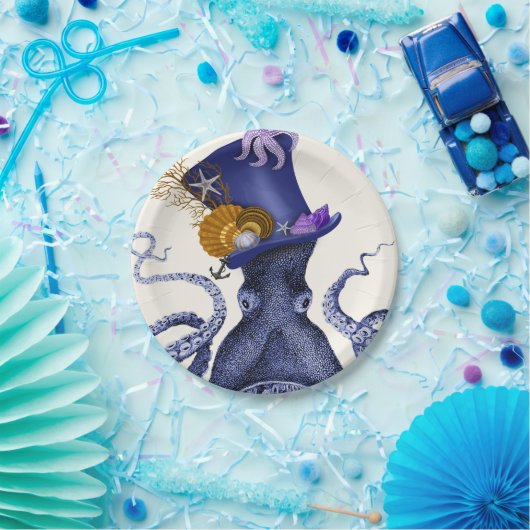 Oktopus mit Nautikhut Pappteller (Party)