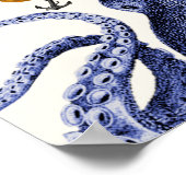 Oktopus mit Nautikhut Poster (Ecke)
