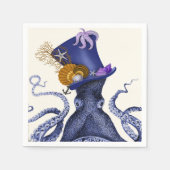 Oktopus mit Nautikhut Serviette (Vorderseite)