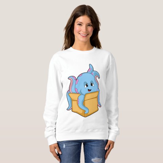 Oktopus mit Packet.PNG Sweatshirt (Vorne ganz)