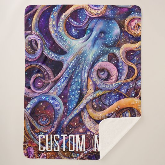 Oktopus mit Personalisiertem Namen Wasserleben Sherpadecke (Vorderseite)