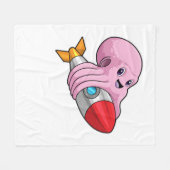 Oktopus mit Rakete Fleecedecke (Vorderseite (Horizontal))