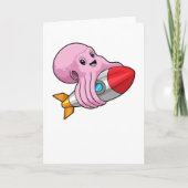Oktopus mit Rakete Karte (Vorderseite)