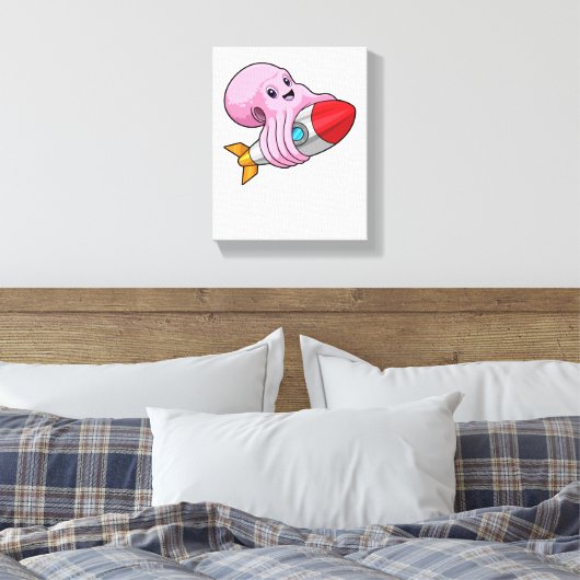 Oktopus mit Rakete Leinwanddruck (Insitu (Schlafzimmer))