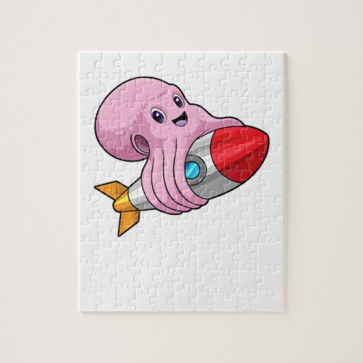 Oktopus mit Rakete Puzzle (Vertikal)