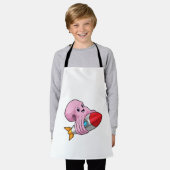 Oktopus mit Rakete Schürze (Getragen)