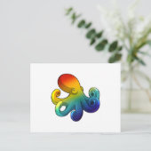 Oktopus mit Regenbogen Postkarte (Stehend Vorderseite)