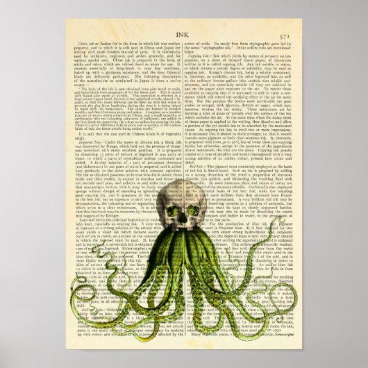 Oktopus mit Schädel, Gotik, Horror, Tintenfisch Ku Poster (Vorne)