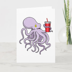 Oktopus mit Trinkbecher Karte