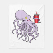 Oktopus mit trinkender Tasse Fleecedecke (Vorderseite)