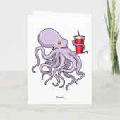 Oktopus mit trinkender Tasse Karte (Rückseite)